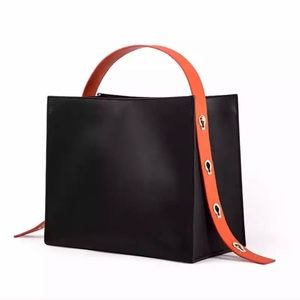 Genuine leather luxury black satchel
